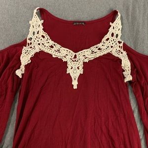 Flowy Maroon Top w/ Cutout Shoulders - Medium